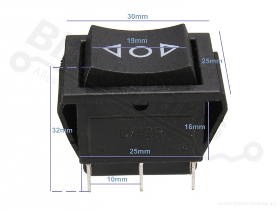Switch rocker snap-in on/off rectangular black up/down
